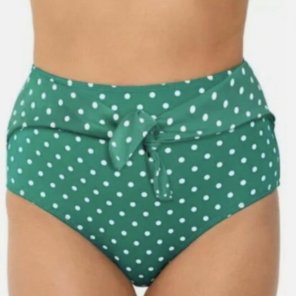 Salt & Cove Women's Polka Dot Bikini Bottom Green Medium New with Tags